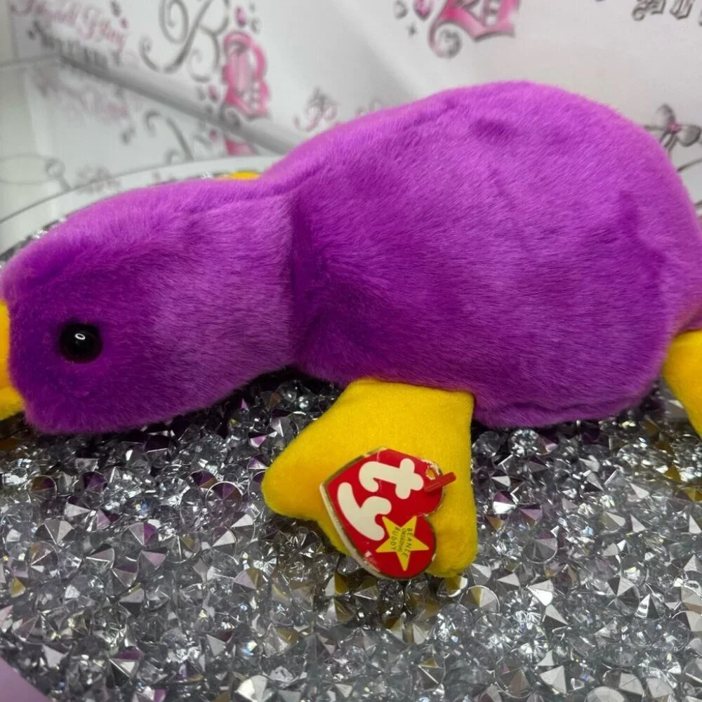 TY beanie baby Patti platypus purple yellow with original tag 1998 vintage 90s